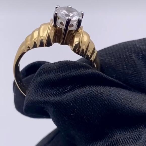 LIND 14K HGE Cubic Zirconia Vintage Costume Engagement Ring - Picture 12 of 16